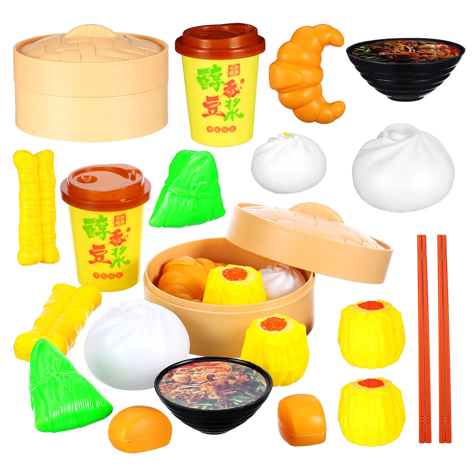 

2Sets Electric Stove Pretend Play Kitchen Cooking Set Realistic Chinese Breakfast Food Play Set Kids Learning Group Activity