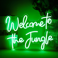 Welcome To The Jungle Neon Led Sign Lights Room Decor Green Word Light Up Sign For Wall Garden Home Entryway Party Lamp Logo