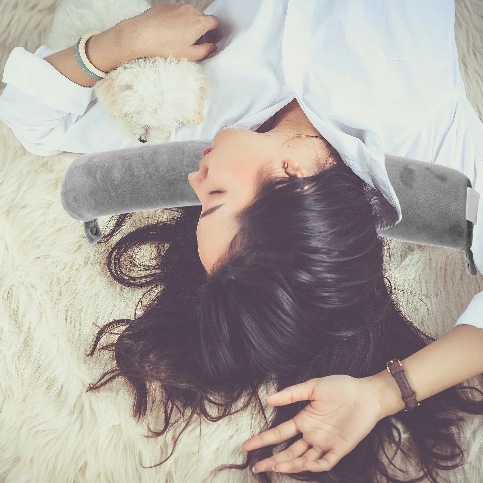 Neck Pillow Cervical Support Shaped Column Portable Office Grey Memory Foam U-shaped Versatile Ergonomic Design For Legs Back