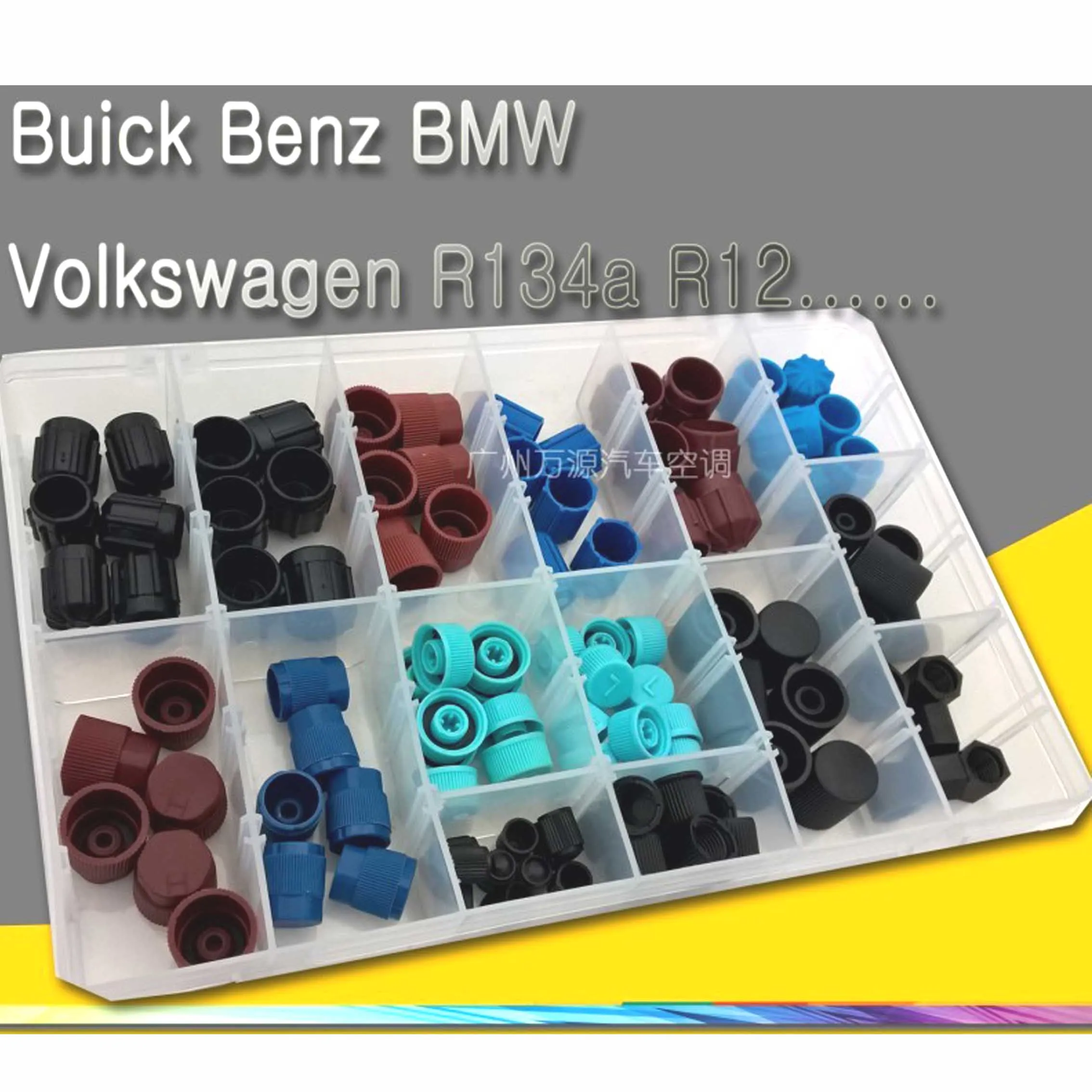 106Pcs/Set Car Auto R134a AC A/C System Valve Core Dust Caps Cover Set Air Seal For VW BMW GM Audi Toyota Honda Mazda