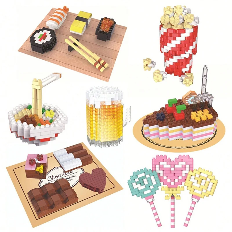 MOC Building Block Popcorn Beer Noodle Model Micro Particle Diamond Brick DIY Leuke Puzzel Assembly Kinderen Speelgoed Vakantiegeschenken