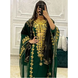 Zielony Caftani Jenna Abaya kwiatowy długa suknia ślubna Dubai maroko Trend w modzie