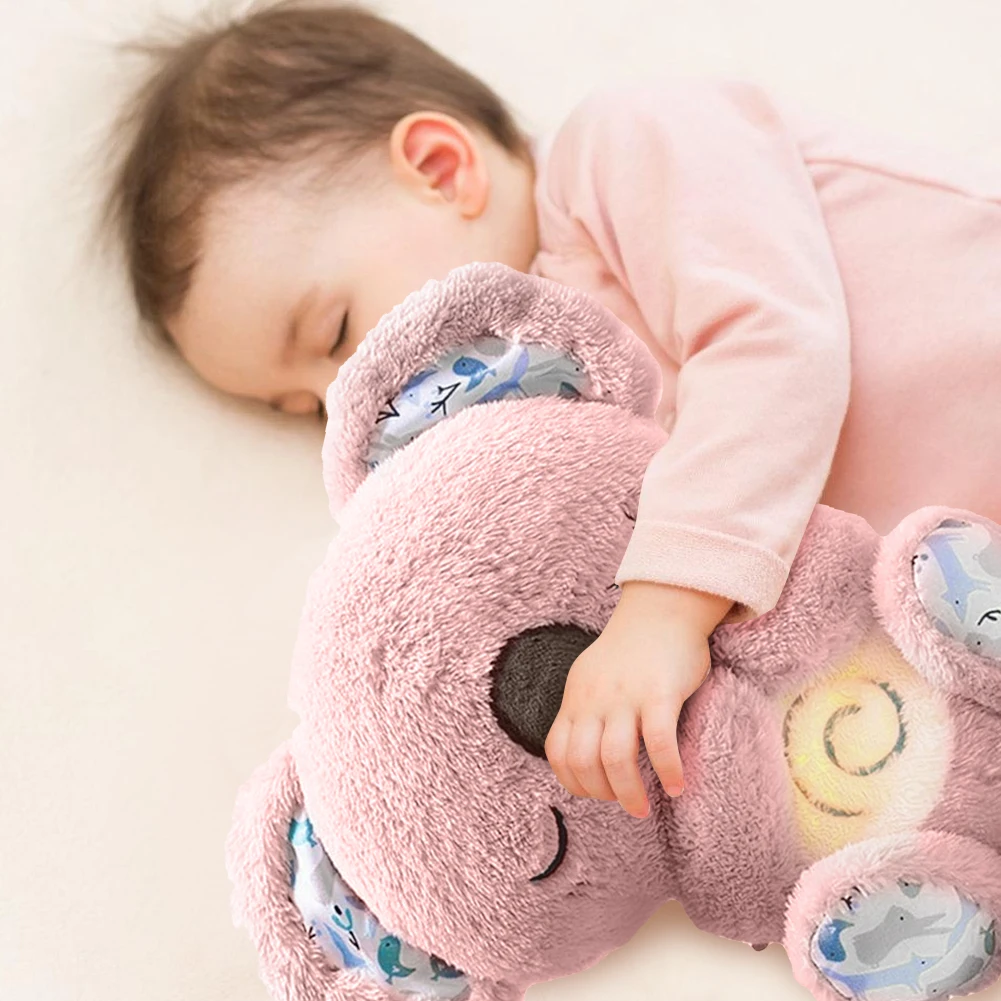 Breathing Bear Baby Soothing Koala Plush Doll Toy Baby Kids Soothing Music Baby Sleeping Companion Sound and Light Doll Toy Gift