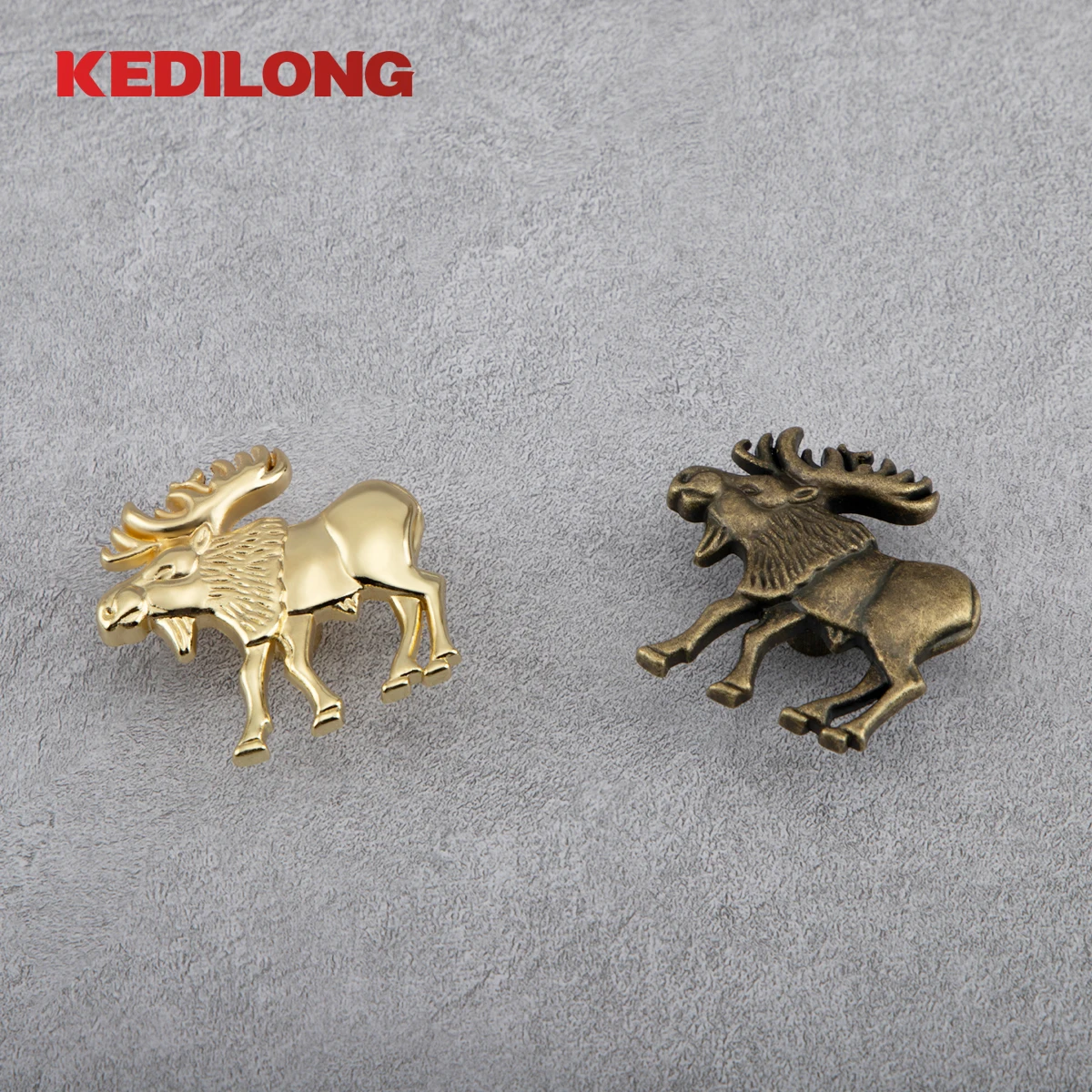 KEDLO Furniture hardware American style retro reindeer handle zinc alloy cabinet gold handle bronze Drawer Knob Cabinet Handle