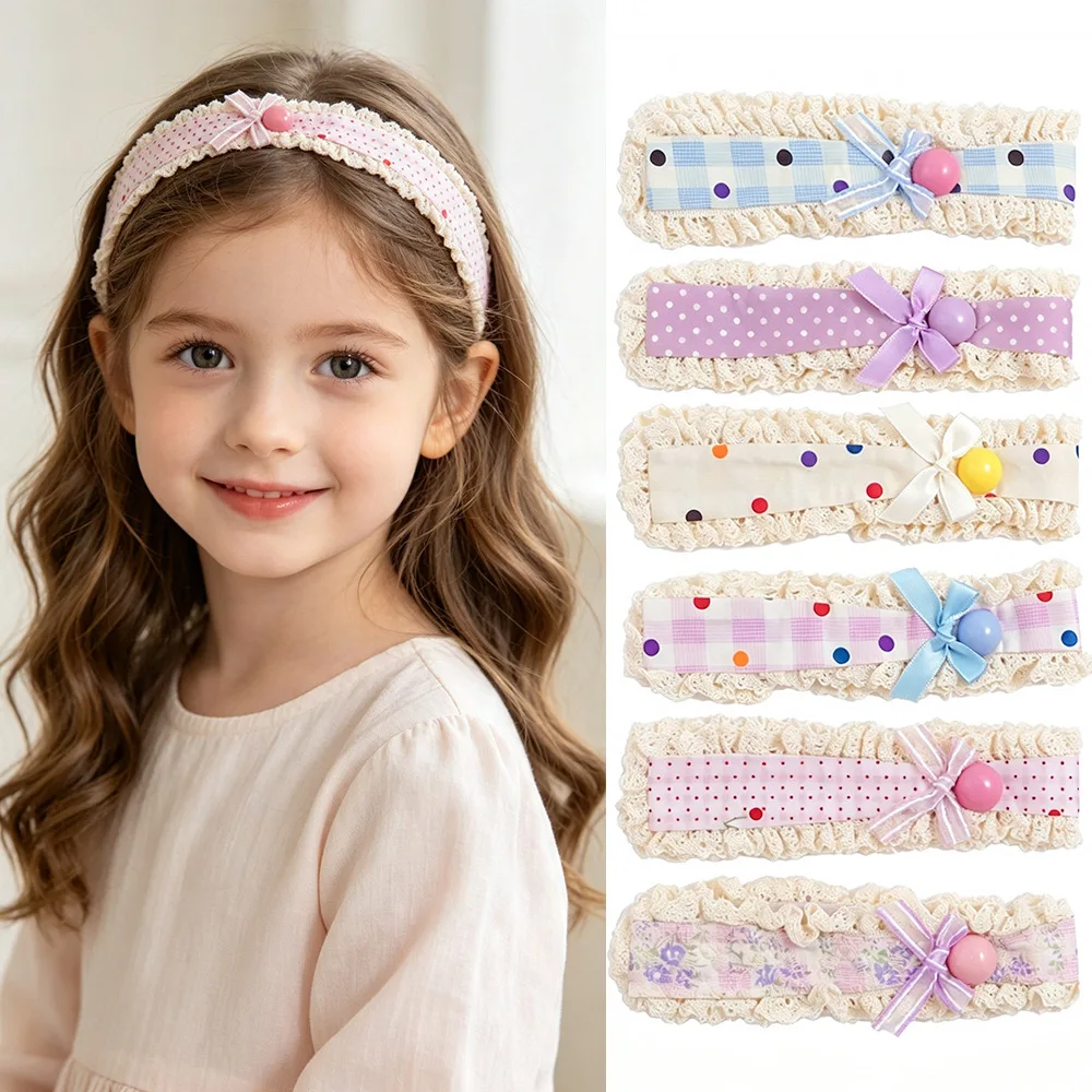 Hook and Loop Headbands for Little Girl Cute Bow Plaid Bangs Sticker Hair Hoop Hairbands Children's Hair Accessories Headdress