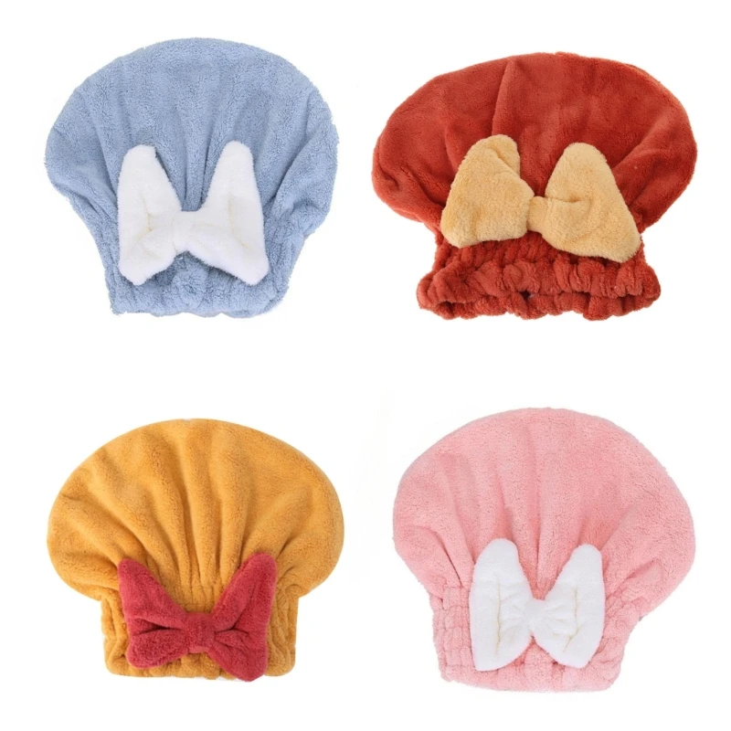 Soft and Absorbent Hair Towel Wrap for Wet Hair Fast Drying Microfiber Towel with Bow Knot, Bath Accessories for Women