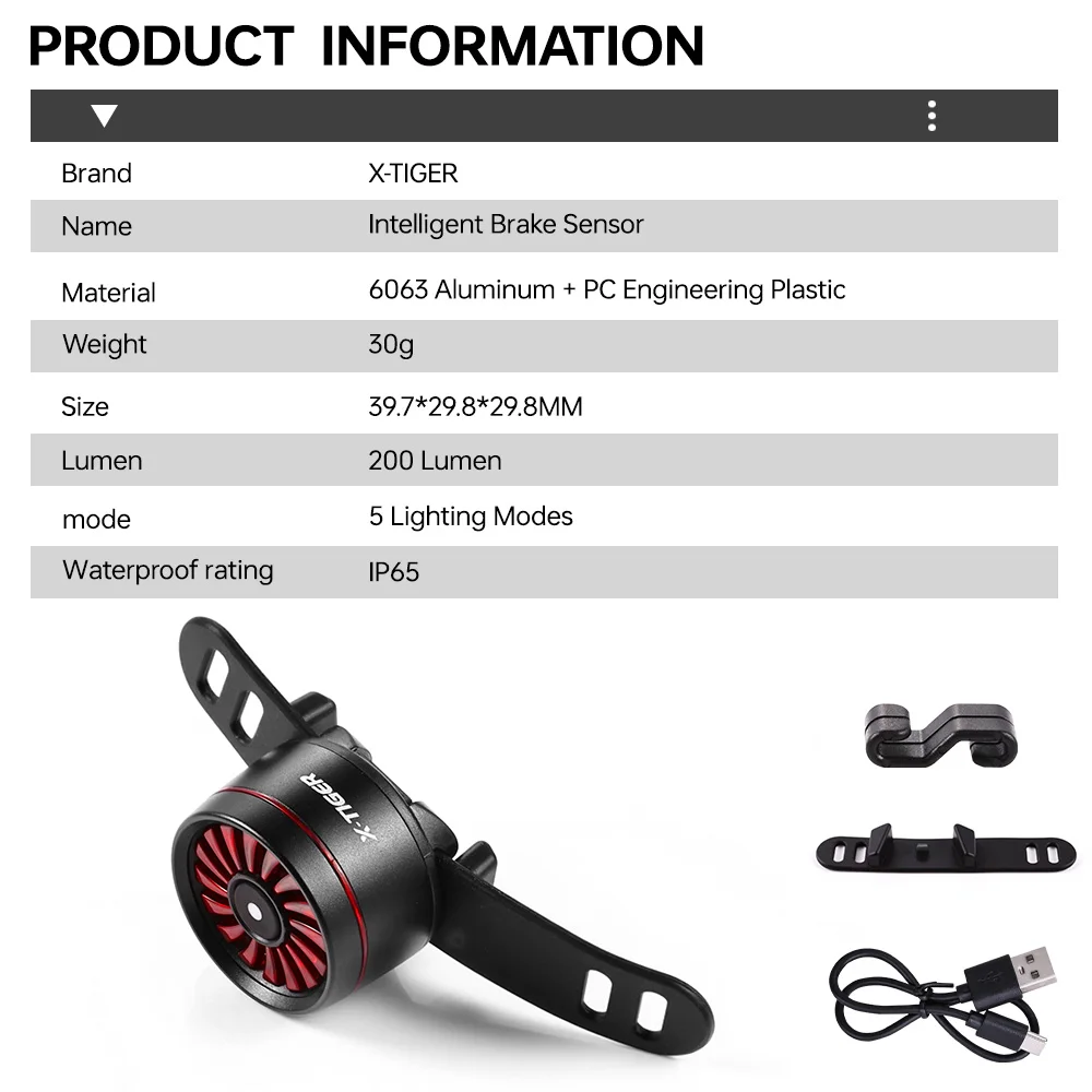 X-TIGER Bicycle Warning Tail Light, Vortex-Style Warning Tail Lamps, USB Charging Night Warning Light MBT Bike Accessories