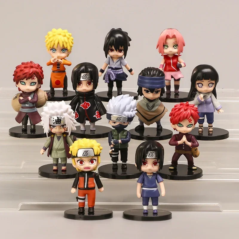 NARUTO 12 Pieces/Set Cute Version Mini Figure Uzumaki Naruto Kakashi Hyuga Hinata Haruno Sakura Figurine Animation Doll