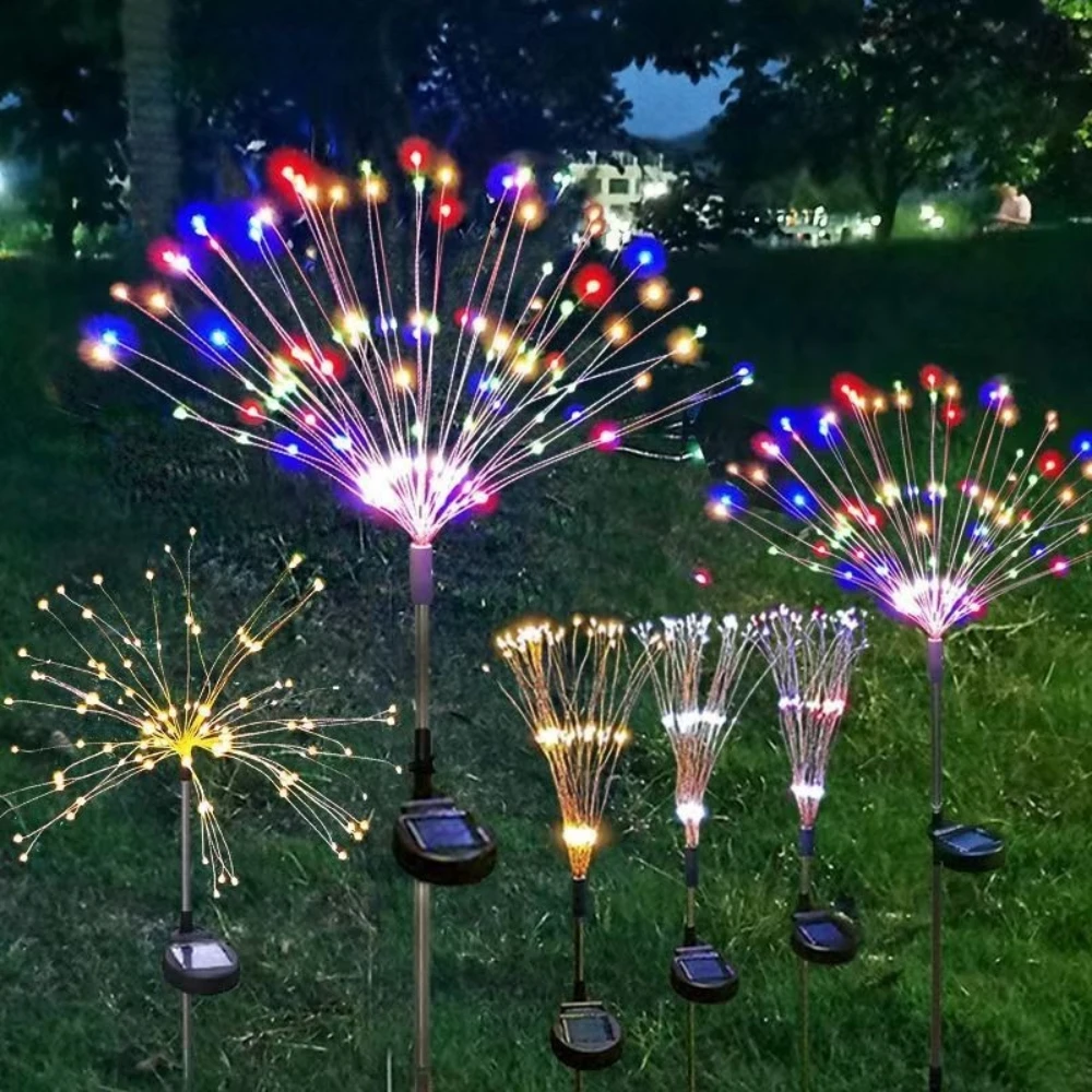 Solar Firework Fairy Ambient Light Outdoor Garden Decoration Lamp 8 Modes Lawn Pathway Lights Patio Party Christmas Wedding