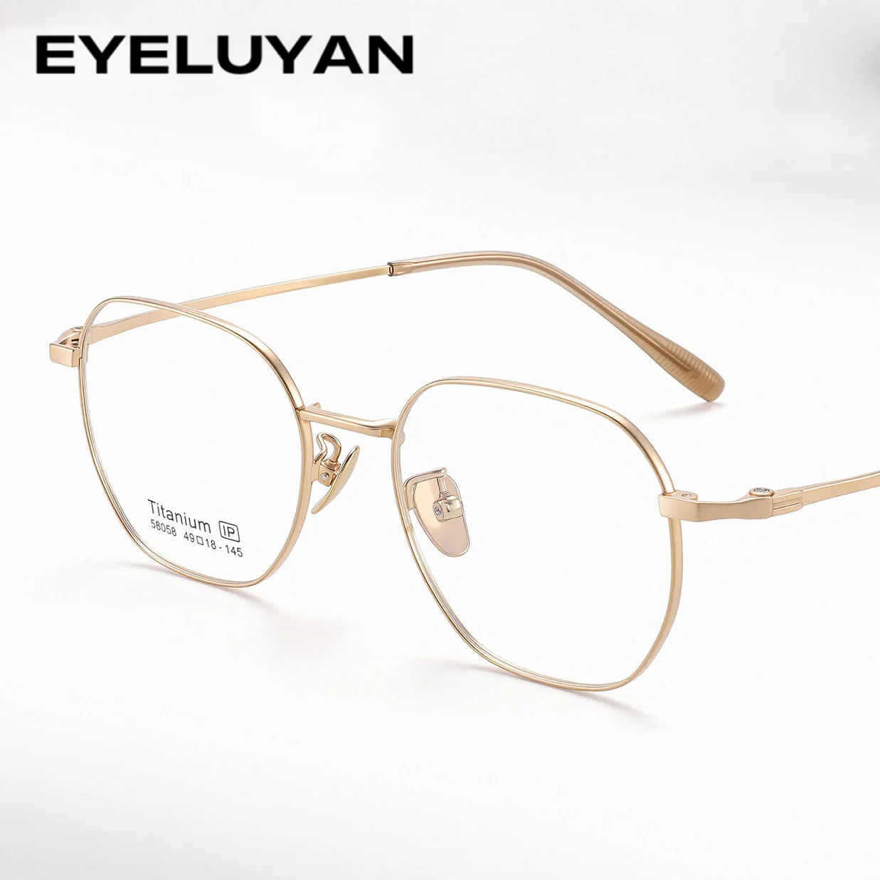 EYELUYAN Ultralight Titanium Eyeglass Frame Women Gold Geometric Octagon Optical Glasses, Prescription Myopia Eyewear Frame Men