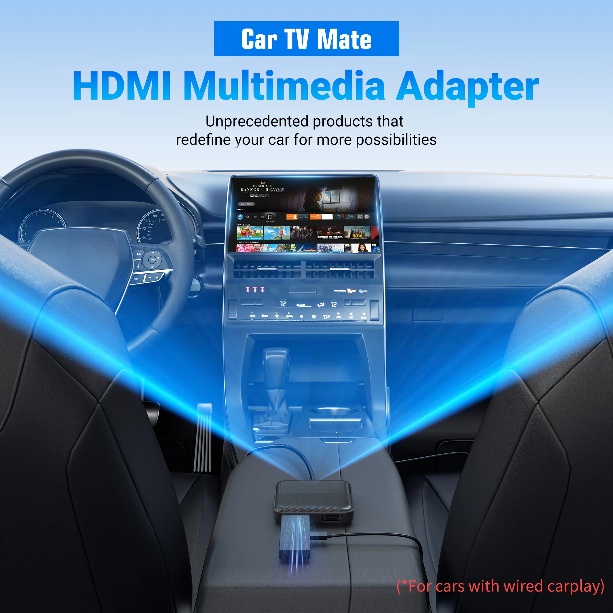 OTTOCAST Car Ai Box HDMI Multimedia Adapter DVD Converter for Movies Live TV Show Box for Netflix Youtube OEM Wired CarPlay Car