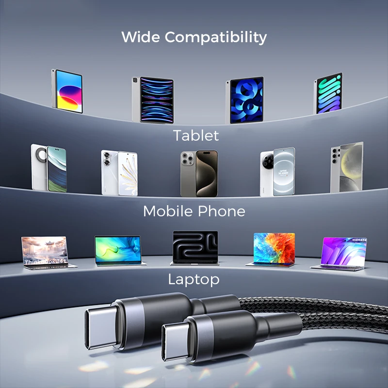 آيفون 17 USB نوع C 60 واط PD كابل شحن سريع USB C شاحن سريع مضفر السلكية آيفون 15 16 برو ماكس سامسونج سلك البيانات