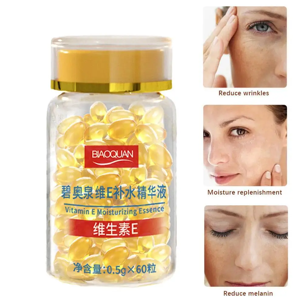 Vitamin E Soft Capsules Serum Hydrating Essence Removal Spot Whitening Moisturizing Acne Freckle Treatment Capsules 60pcs/bottle