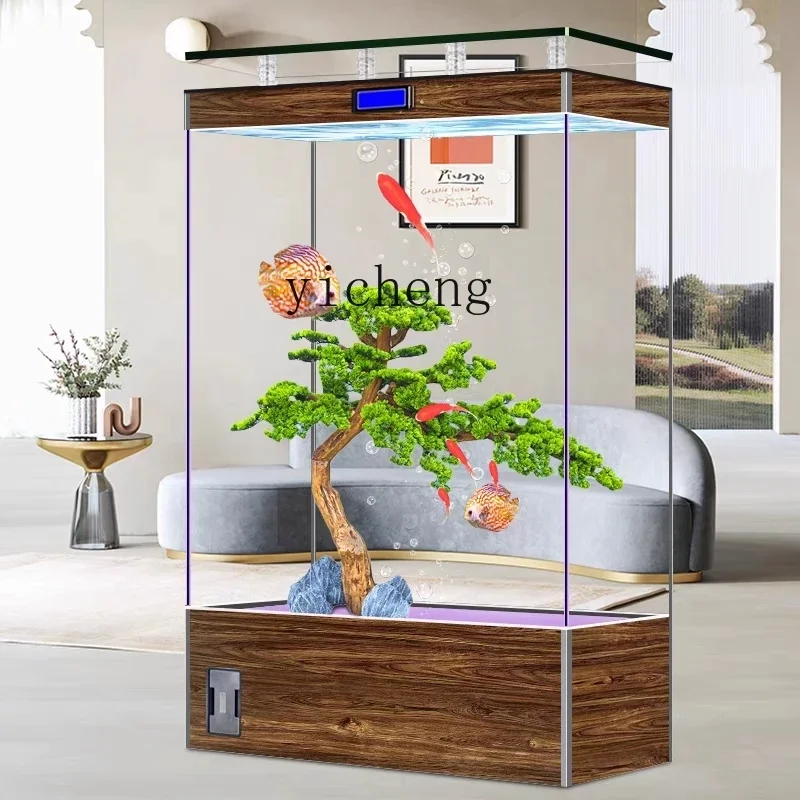 

Y1 household large light luxury ultra-white fish tank partition screen lazy water-free ecological goldfish tank