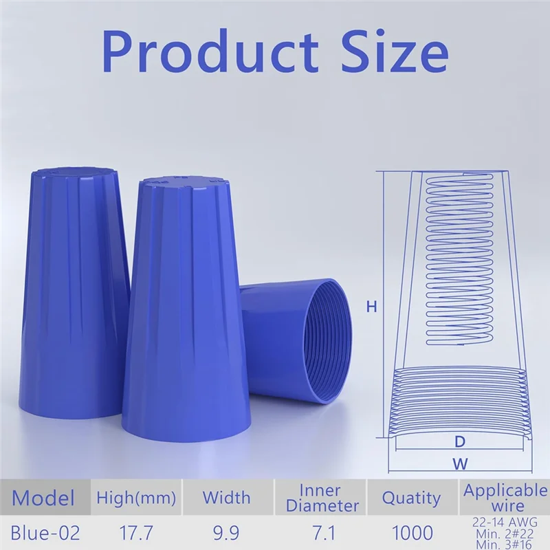 1000 قطعة قبعات الأسلاك الزرقاء سلك كهربائي موصل المسمار المكسرات محطة قبعات الأسلاك المحمولة للاتصال السريع #6