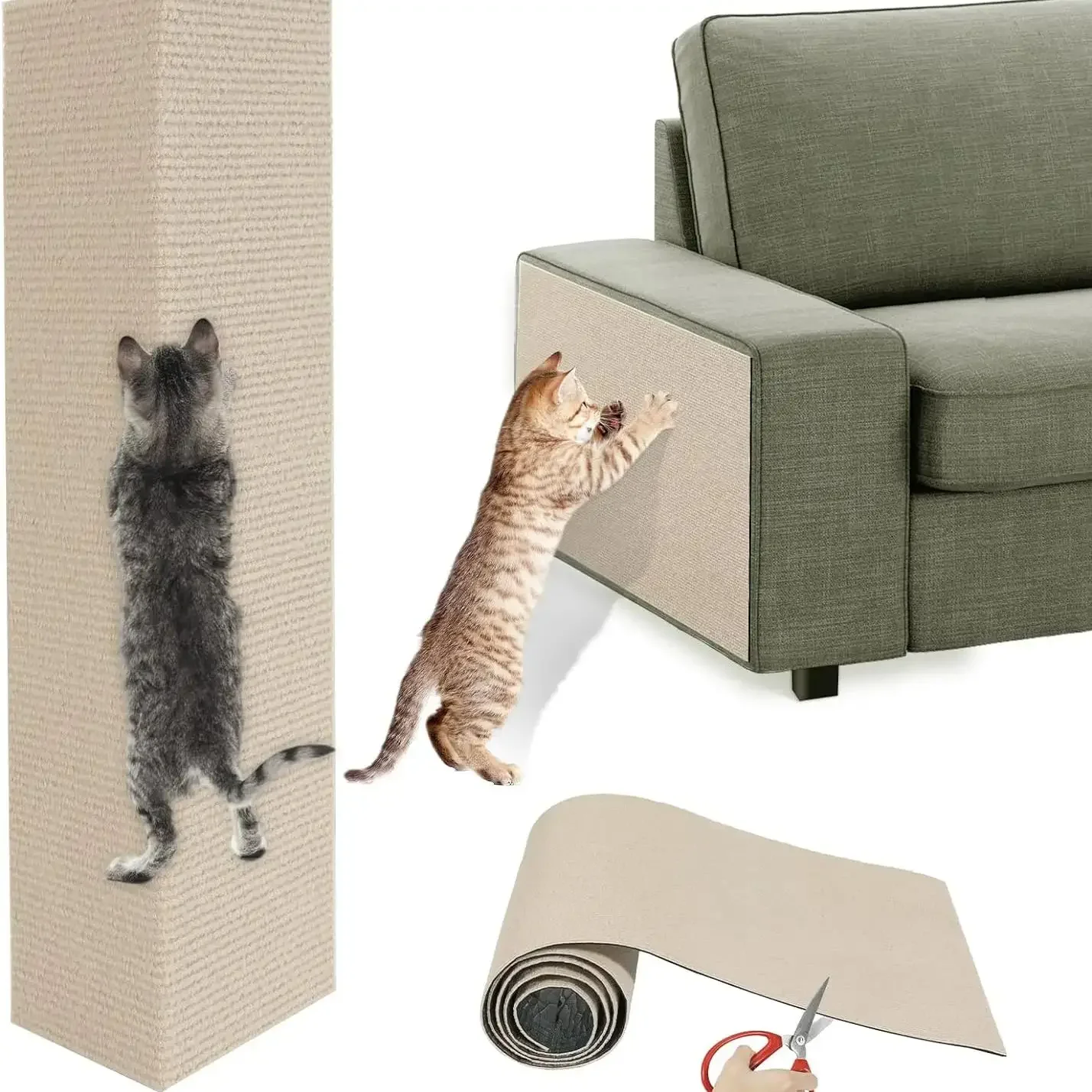 Cat Scratching Mat Trimmable Cat Scratcher Sofa Tape Scratching Post Self-adhesive Carpet Cats Scratch Board Cat Accessories