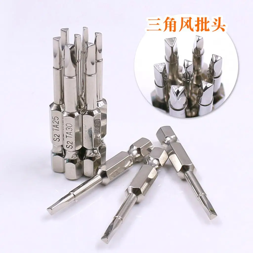 S2 Steel Magnetic Triangle Head Screwdriver Bits Wear Resistant Kit for Precision Instrument Assembly Electronics