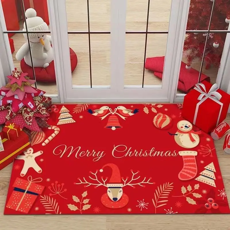 

Christmas Welcome Entrance Doormat Decor Kitchen Hallway Rugs Bathroom Non-slip Foot Rug Living Room Carpet Christmas Decoration