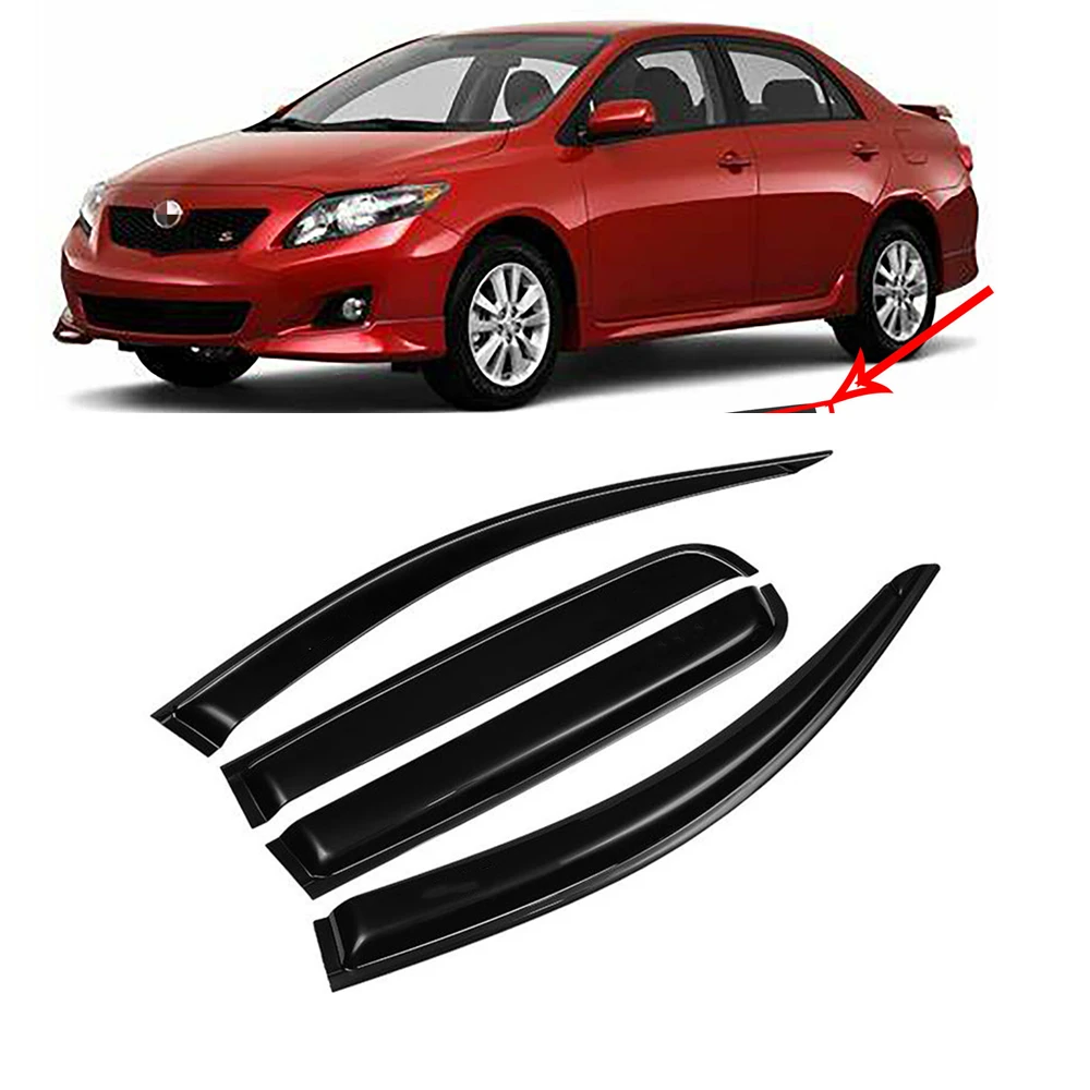 

For Toyota Corolla 2007-2013 Sedan Side Window Vent Visor Sun Rain Deflector Guard Awnings Shelters Smoke Adhesive Cover Trim