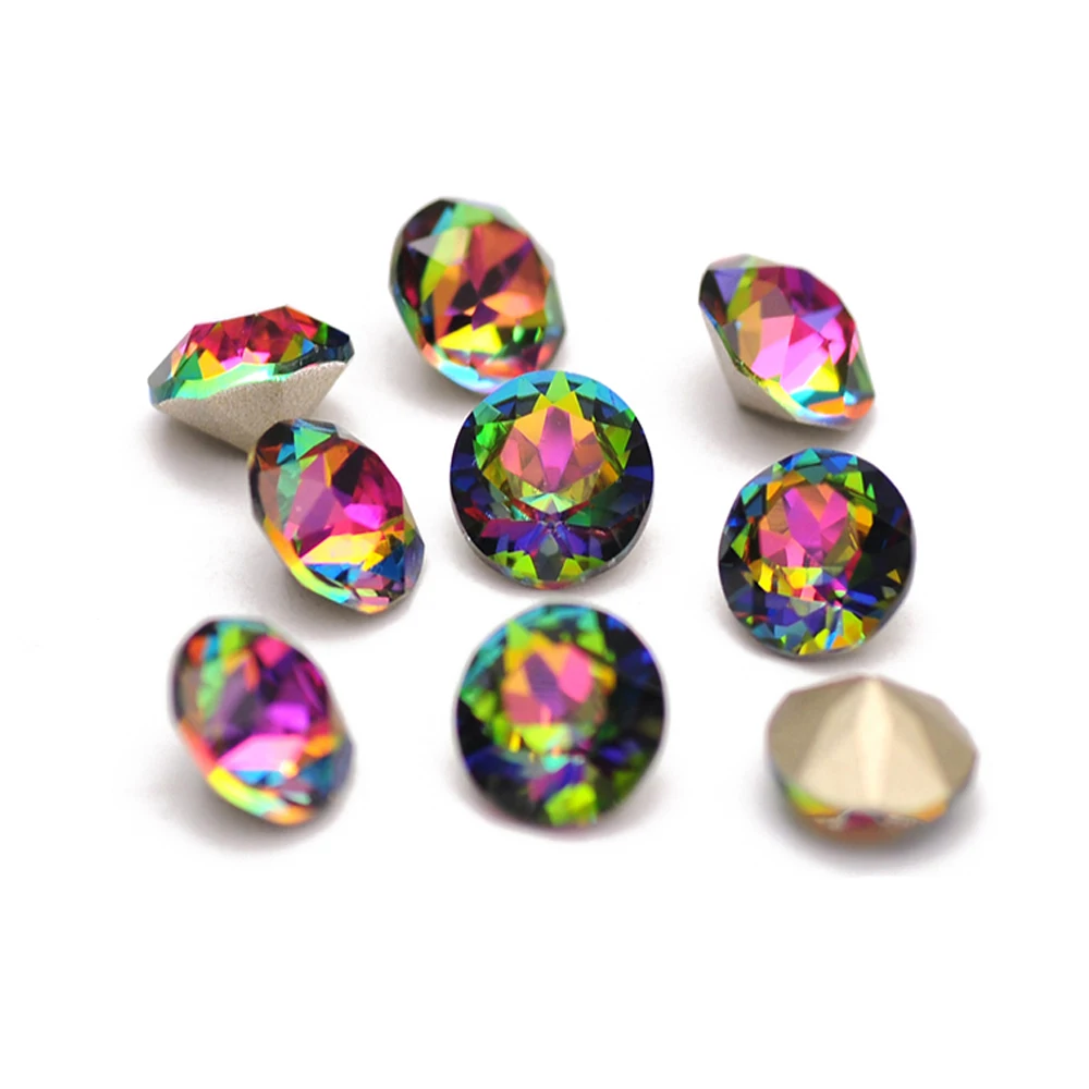10PCS Super Bunte 5A Xirius Strass DIY Schmuck Machen Glas Perlen Pointback Runde Kleber Auf Nail art Zubehör Kristalle – Detail 12