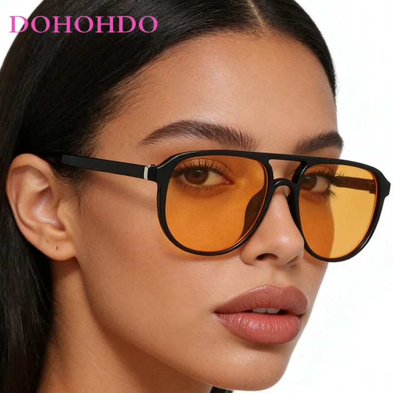 

Vintage Twin Bridge Pilot Women Sunglasses Trendy Brand Design Classic Shades Men Outdoor Driving Sunglasses Female UV400 Lentes