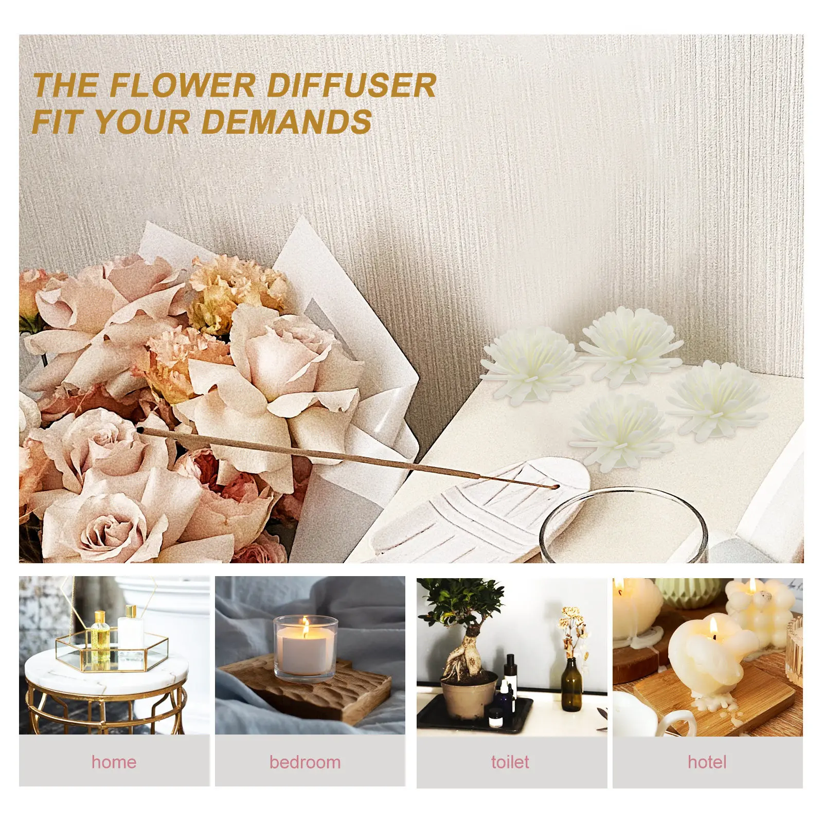 

100 шт. искусственных цветочных диффузоров из ПЭ, маленькие, легкие, для ароматизации воздуха в офисе и дома, мини-версия