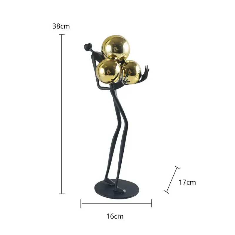 Modern Abstract Figures Metal Hold The Golden Ball Resin Sculpture Artwork Model Nordic Home Decor Sculptures Decorative Statues