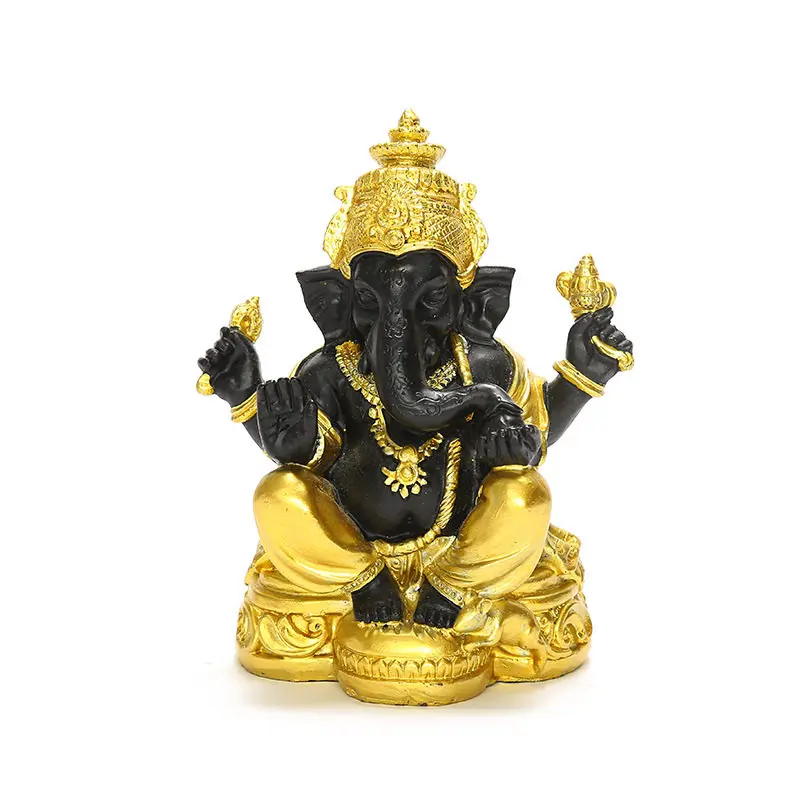 Vintage Elephant God Sculpture Exquisite Resin Art Craft Unique Auspicious Ornament for Gift & Room Display