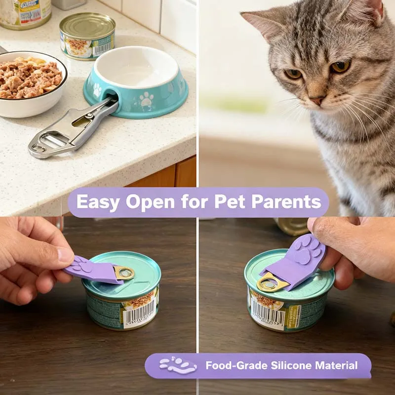 Food Can Opener Non-Slip Grip Pet Can Opener with Handle & Easy-Clean Design Durable Kitchen Tool for Cat Dog Food Cans Opener view 5