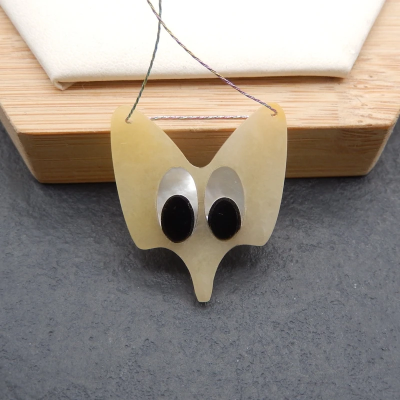 Natural Stone Animal Pendant Bead,Semiprecious Stones Obsidian,Rose Quartz,M.O.P. Pendant Bead Men Women 30x29x3mm 4g