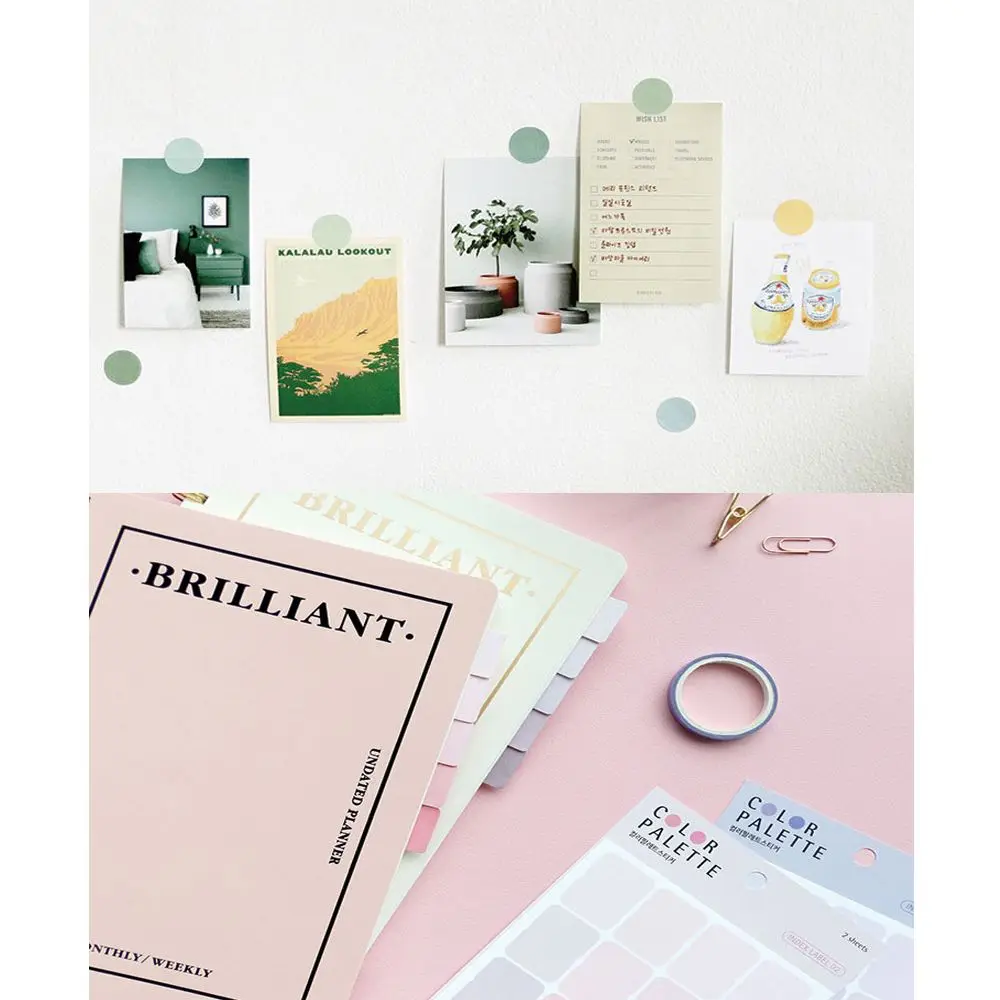 4 Sheets/Set Geometric Solid Color Multifunctional Adhesive Sticker Scrapbooking Basic Label Paper Sticker