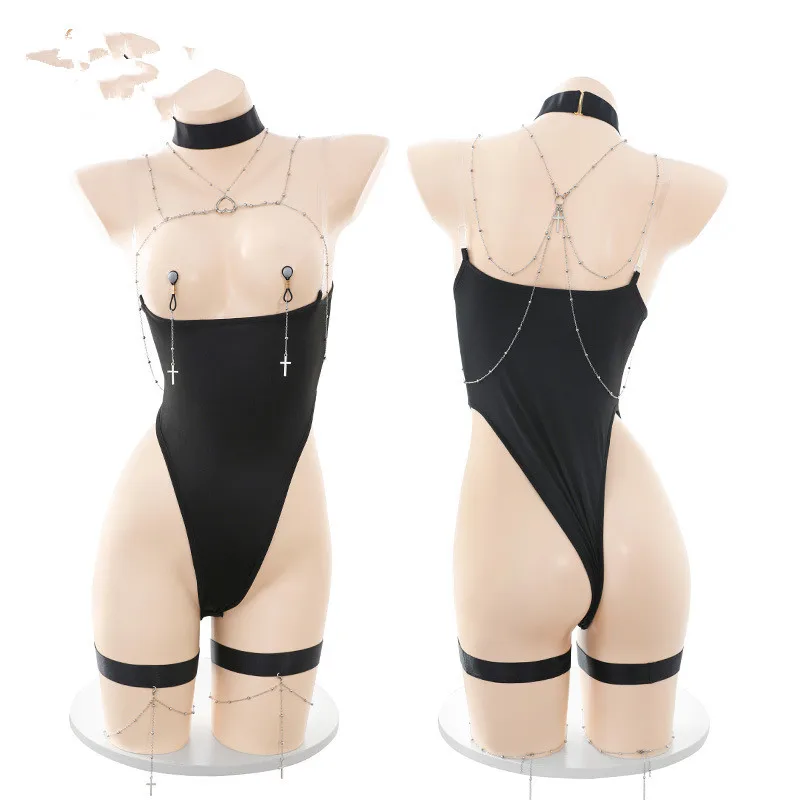 New Sexy Lingerie Breast clip One-piece suit Dress sm Uniform Hip Wrap Skirt Costume Temptation for Women Cosplay Passion Night