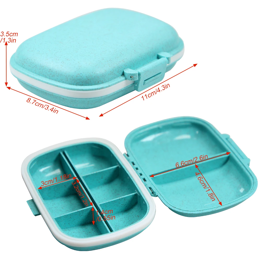 Travel Pill Organizer Box, 8 Compartments Moisture Proof Pill Case Portable Pill Container Holder for Vitamin Medicine Organizer