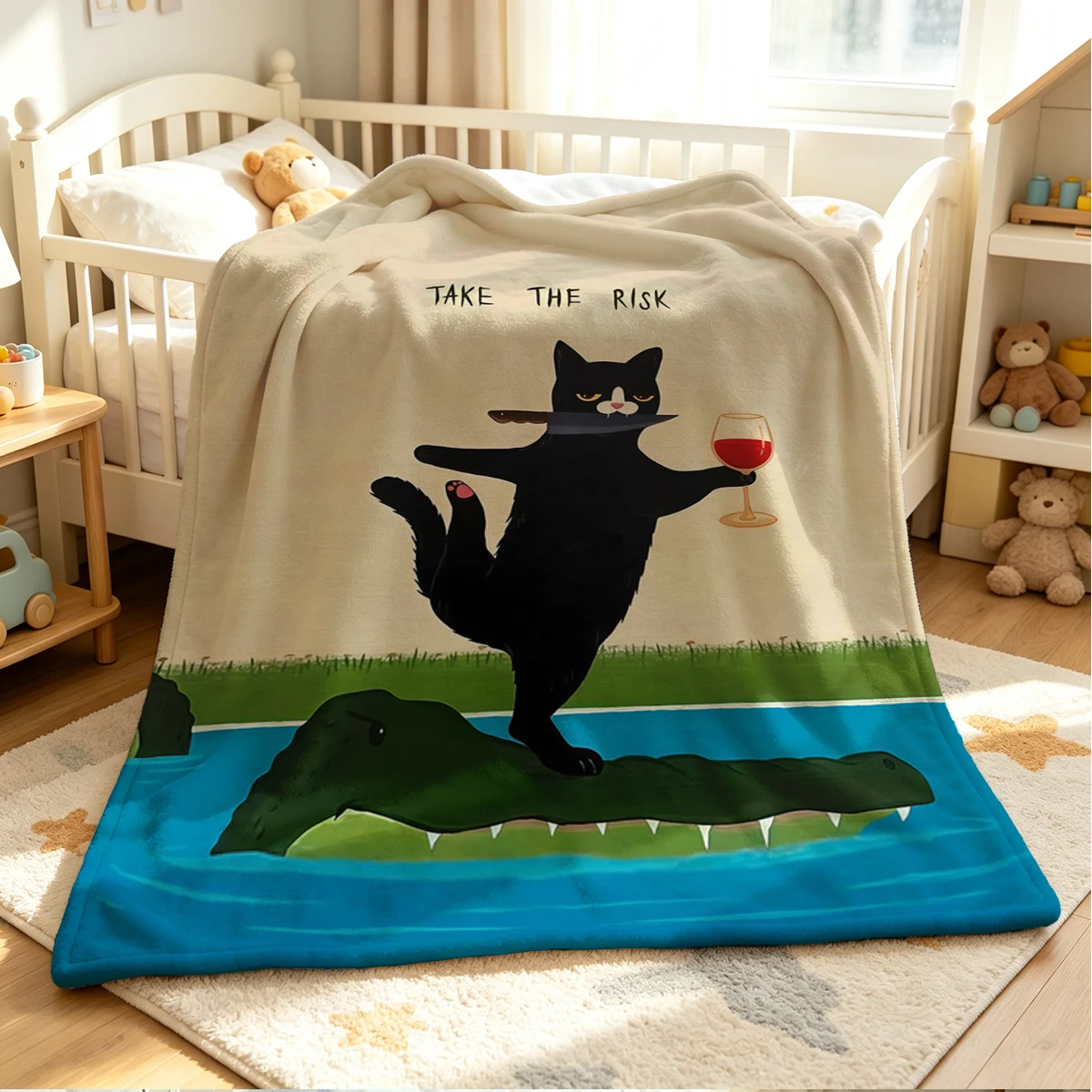 Brave Risk Flannel Blanket Warm Soft Halloween Christmas Couch Warm Cozy Decorative Decor Gift for All Season