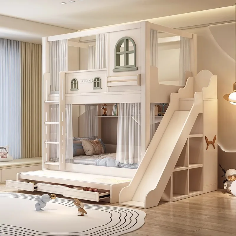 Children and girls creative cartoon on and off the bunk bed siblings do not interfere with each other on and bold thickened