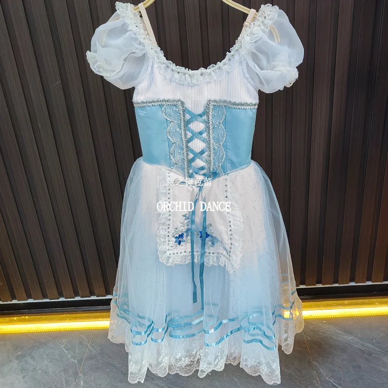 BT2507034 profesional tamaño personalizado niños niñas Ballet danza actuación desgaste La Fille Mal Gardee azul largo vestido tutú romántico