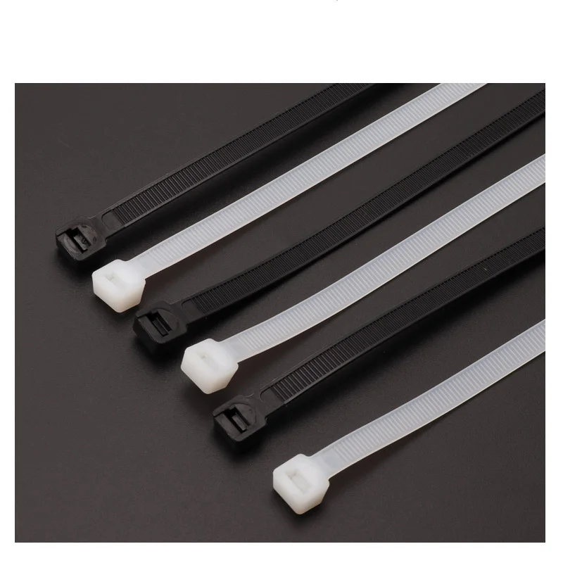 100/250/500/1000pcs White Nylon Cable Ties, Plastic Self-Locking Binding Straps with Clips, 4x200mm Fixed Wire Binding Straps