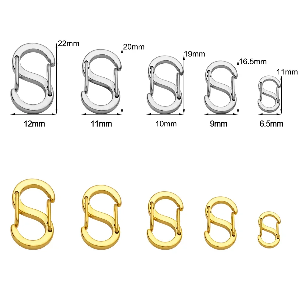 2-5pcs Stainless Steel Chic Letter S Buckle Gold Plated Lobster Clasps Hooks Connectors Necklace for DIY Jewelry Making Supplies