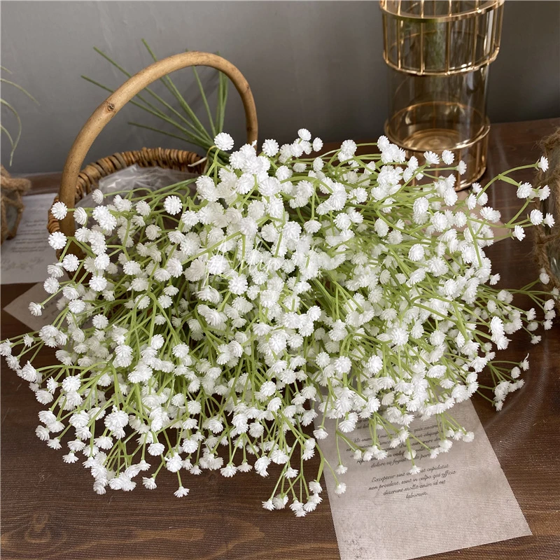 108 Heads White Babies Breath Artificial Flowers Wedding DIY Bouquet Decoration Arrangement Plastic 60cm Fake Flower Home Decor