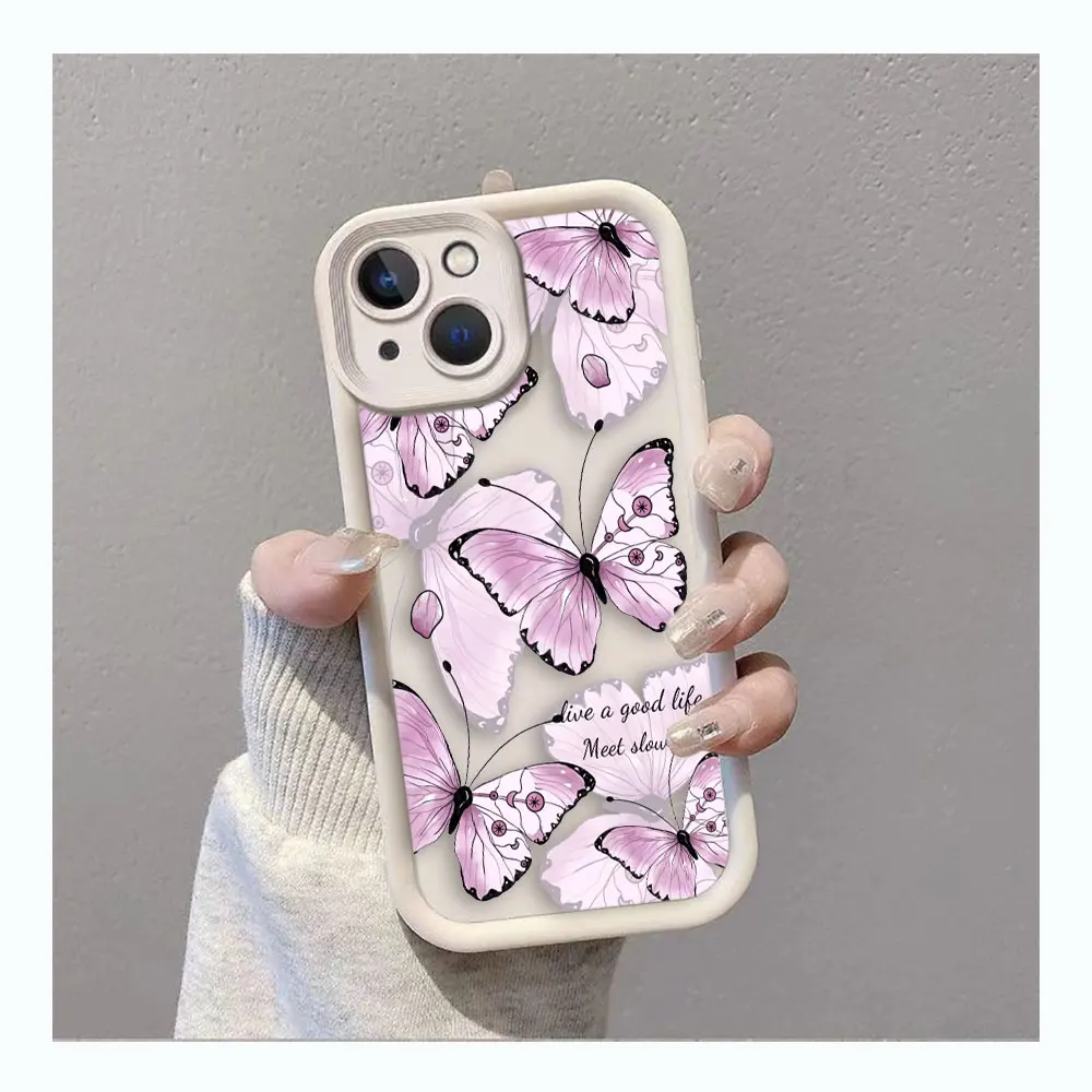 Pretty Purple Retro Butterfly Cover Phone Case For iPhone 16 APPLE 15 14 13 12 11 PRO MAX PLUS Soft TPU Color Case Funda Shell image 3