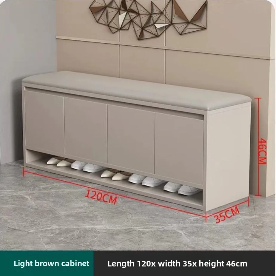 Entryway Furniture Shoe Cabinet Organizer Adjustable Shelves Fully Assembled Modern Shoe Bench for Hallway Living Room