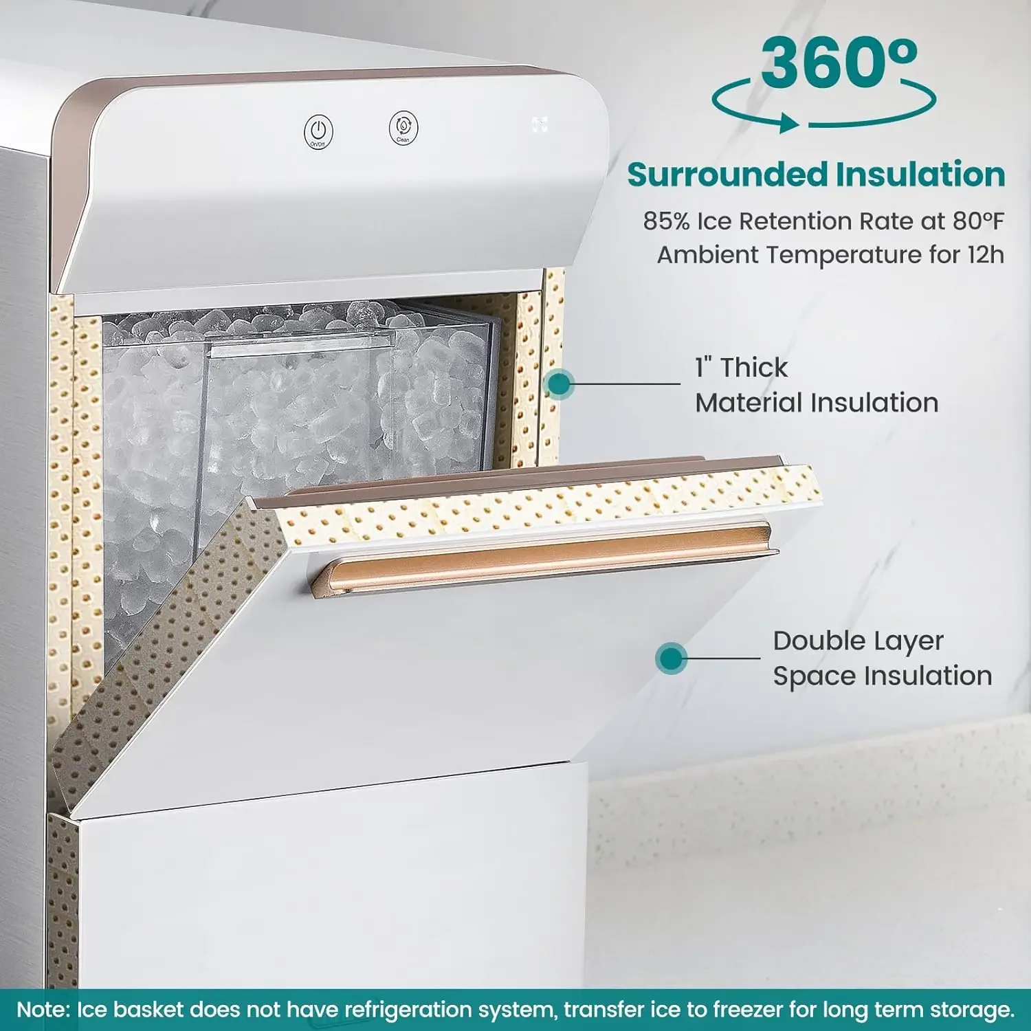 Household V2.0 Countertop Gemi Nugget Ice Maker | Self-Cleaning Pellet Ice Machine | Open and Pour Water Refill | Stainless Stee