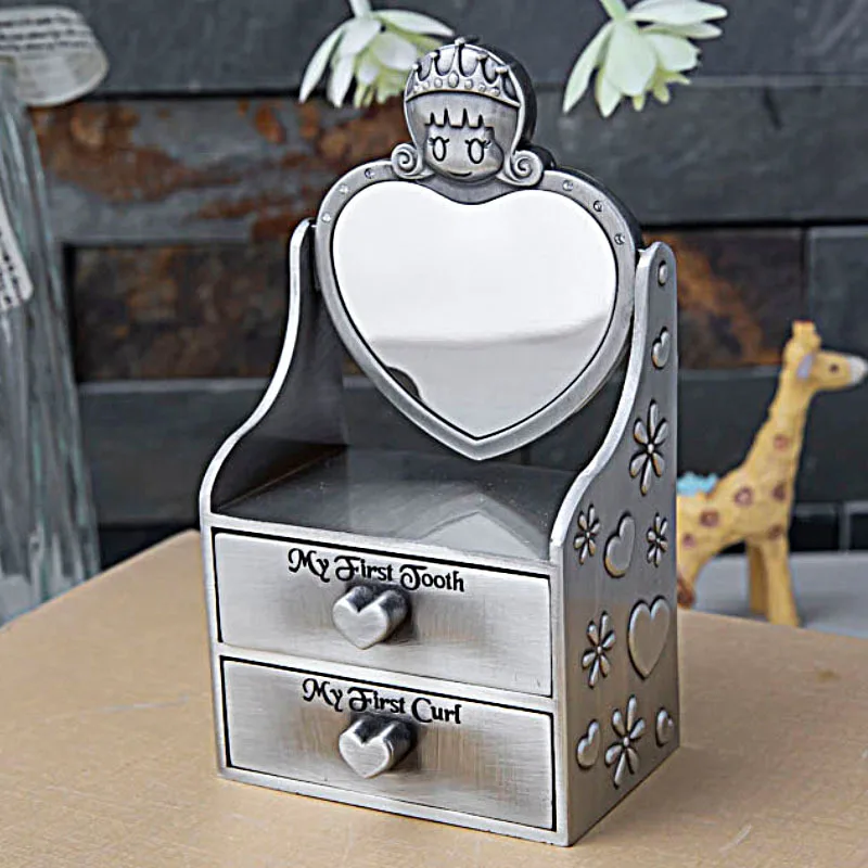 Metal children's fetal hair and baby teeth storage box, drawer-type fetal hair and teeth preservation box, infant  toddler gift