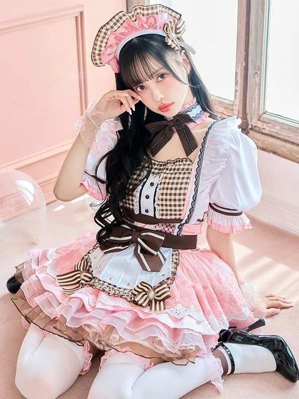 Malymoon Gentle Macaron Color Cosplay Maid Lace Pure Girl Short