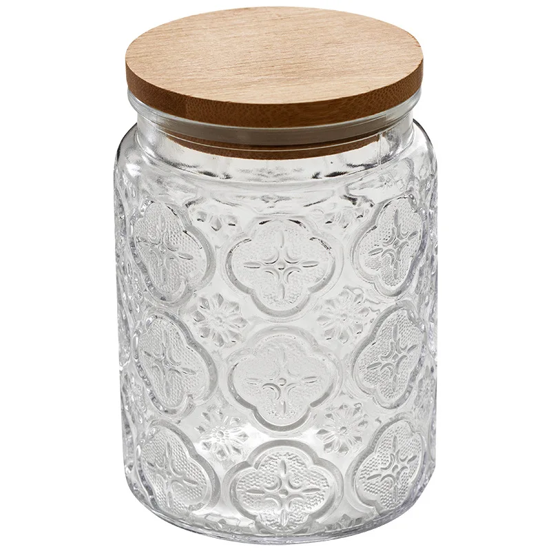 Creative Carving Glass Storage Jar Large Capacity Nuts Candy Candy Jar Kitchen Food Storage Containers Tea Cans Boxes Home Decor