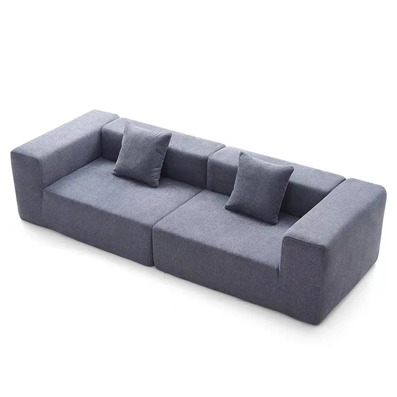 Design Modular Combination Sponge Filling Hemp Cover Small Apartment*Modern Simple Fabric Square Tofu Block Sofa Set Compressed