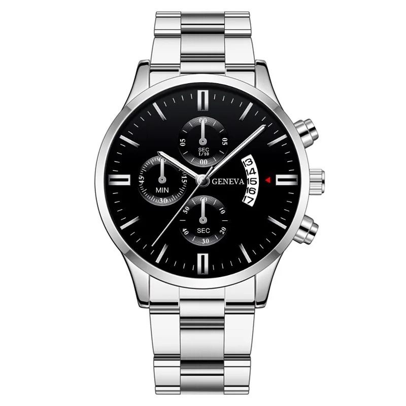 Relógio Calendário Masculino, Pulseira de Aço, Conjunto Empresarial, Moda, Esportivo, Moda Clássica