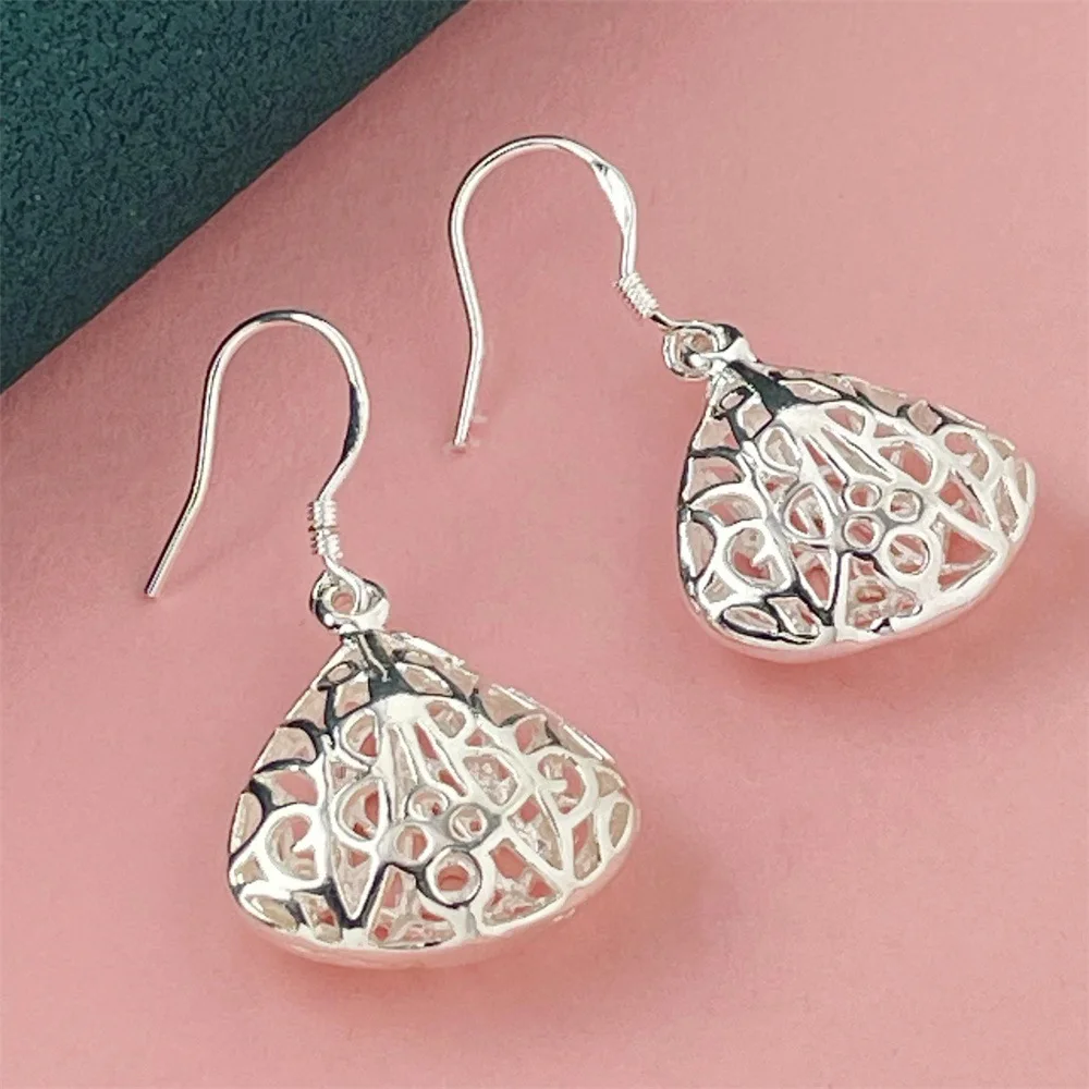 925 Sterling Silver Earrings Hollow Triangle Women's Simple Fashion Earrings Birthday Party Wedding Anniversary Jewelry Gift
