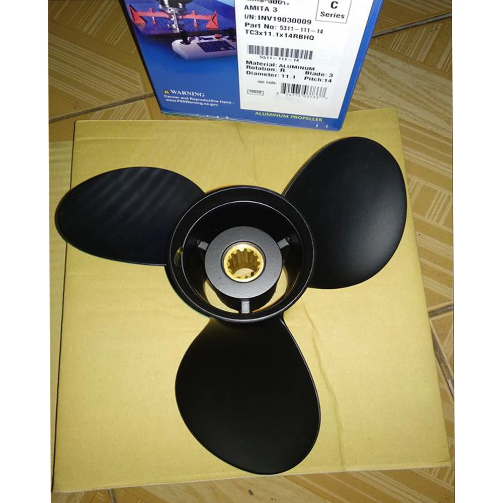 Top Quality  Aluminum Propeller 13keyways  For TOHATSU 2 stroke 35-55hp  Outboard Motor Engine  11.1*14 (11 1/8*14)