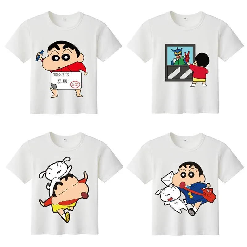 

Crayon Xiaoxin Men's and Women's Cartoon Anime Summer T-Shirt Short Sleeve Loose Boys Cute Parent-Child Clothes T-Shirt